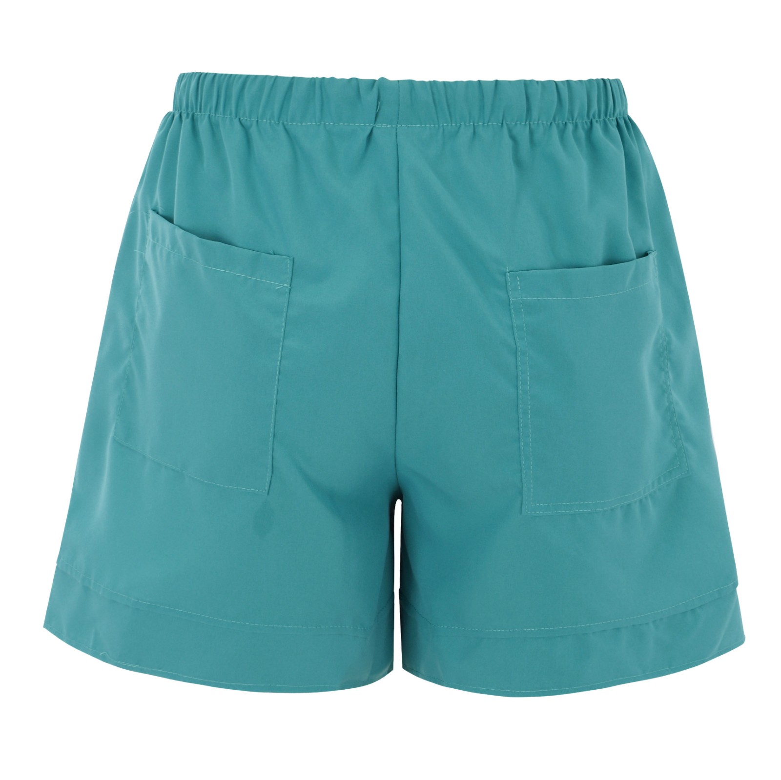 thumbnail image 5 of Pantalones cortos cómodos con cordón y cintura elástica para mujer - Pantalones holgados de color liso con bolsillos - Ropa informal de verano de poliéster, 5 of 8
